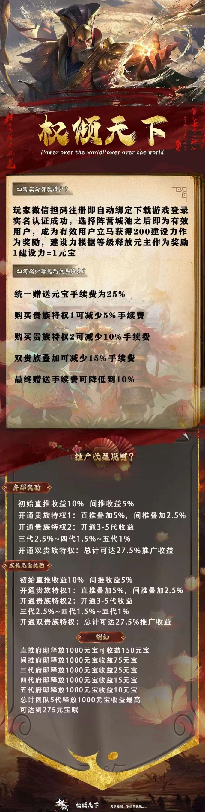 权倾天下首码，每日领取5个广告元宝，元宝价格超高，轻松赚！