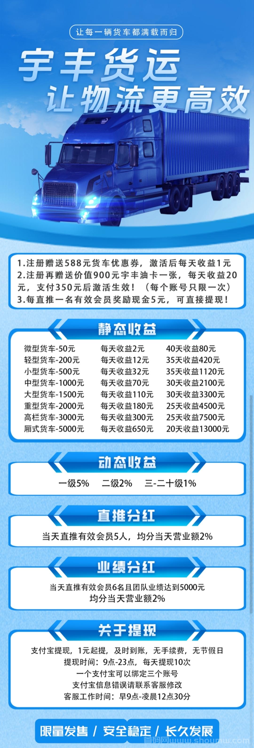 蕞新《宇丰货运》超稳芬荭项目，直推7.5一人，注册送提秒到