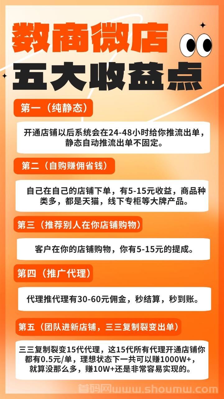 数商微店，首码对接，扶持拉满，正波比长久稳定
